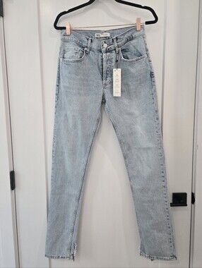 NWT Zara Light Blue (Split Skinny) Straight-Leg High-Rise Jeans